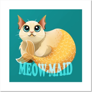 Meow-maid Mermaid Cat Posters and Art